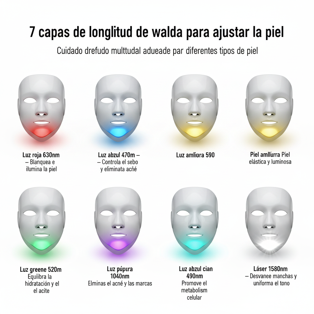 Máscara Facial LED Recargable - carga USB por batería de litio