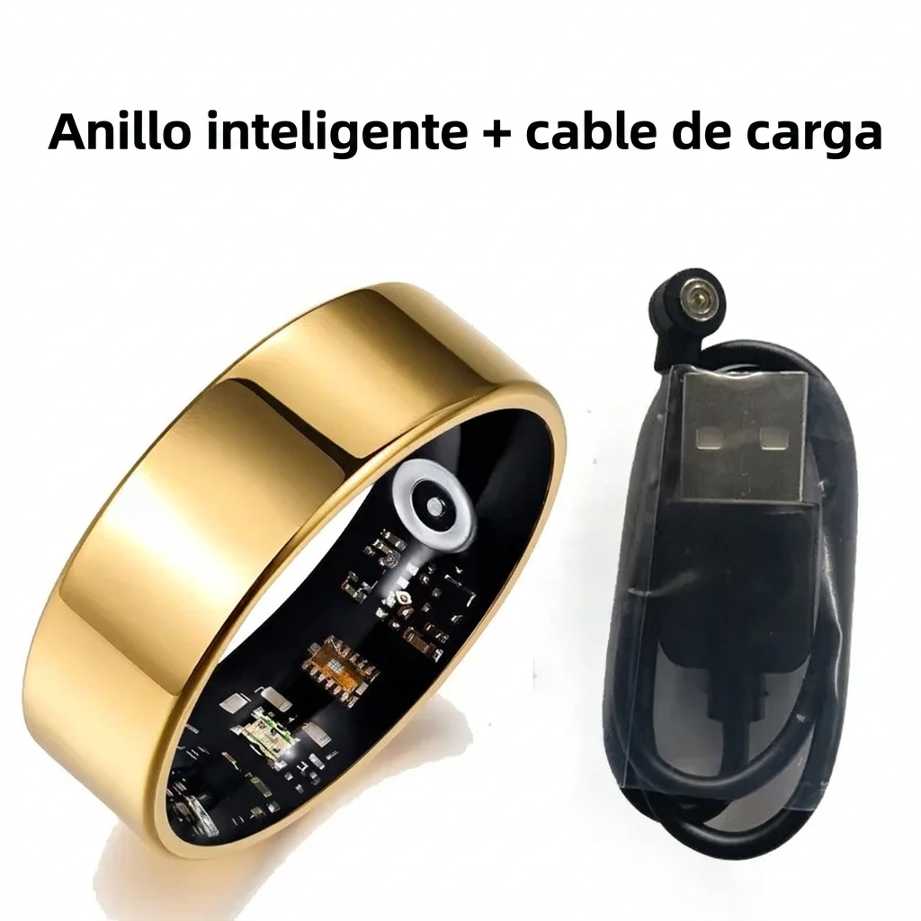 Anillo inteligente de salud - dorado con cable de carga