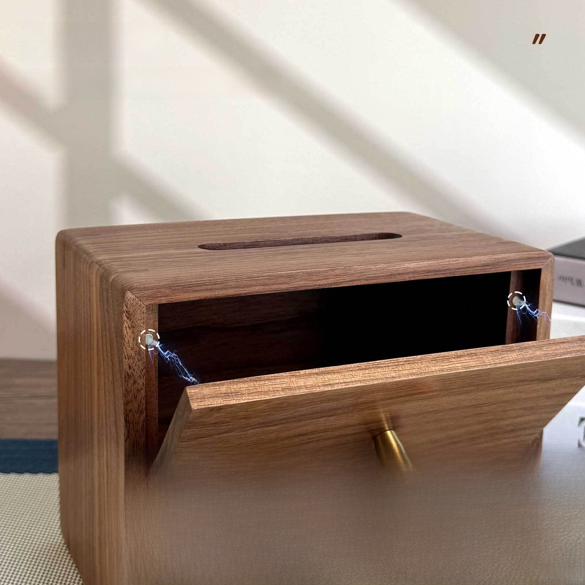 Caja de almacenamiento de pañuelos de madera con control remoto - imagen 3
