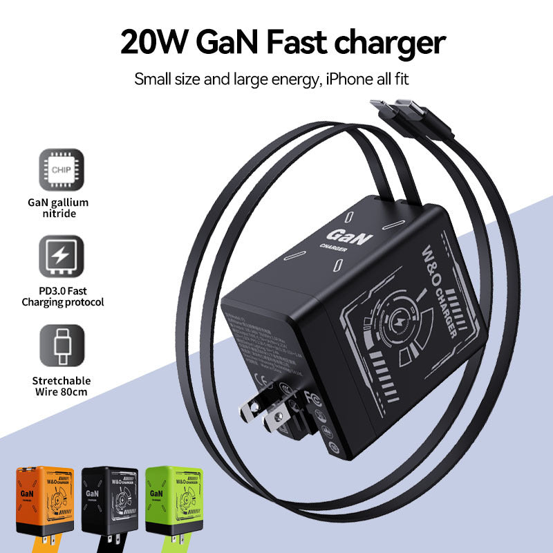 Cargador Retractil de Carga Rapida con Cable Doble